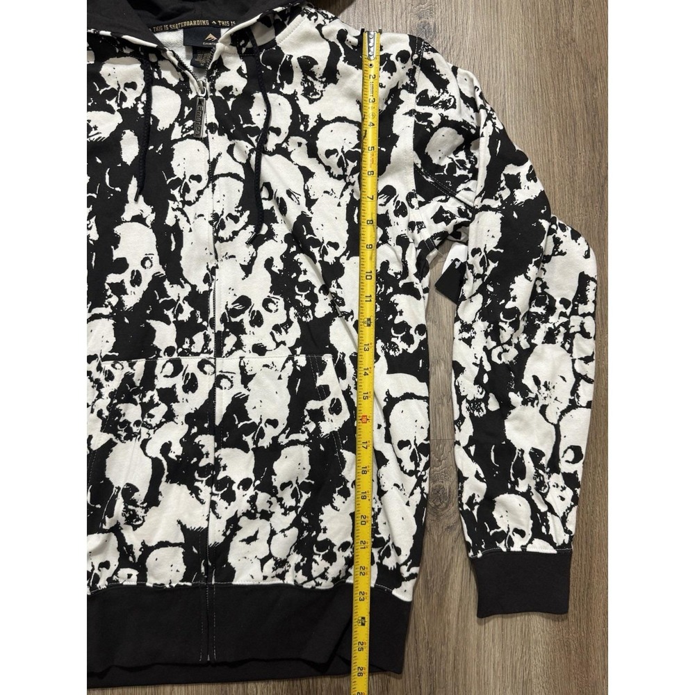Y2K Emerica Skateboarding Skull Full Zip Hoodie Size M - Picture 2 of 9